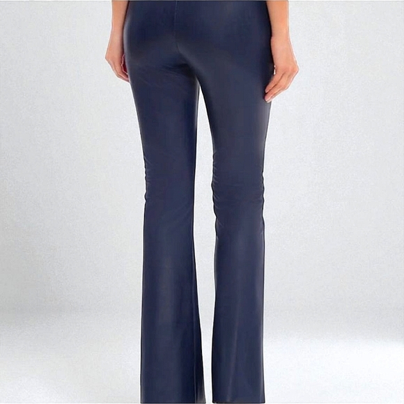Bagatelle Collection Faux Leather Wide Leg Pants Midnight Blue Vegan L - Picture 2 of 11